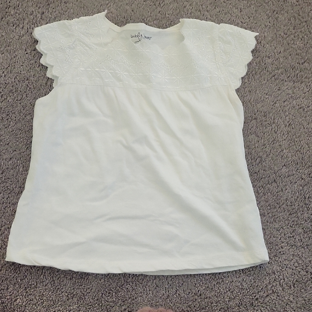 Bobbie Brooks White Blouse with Scalloped Sleeves